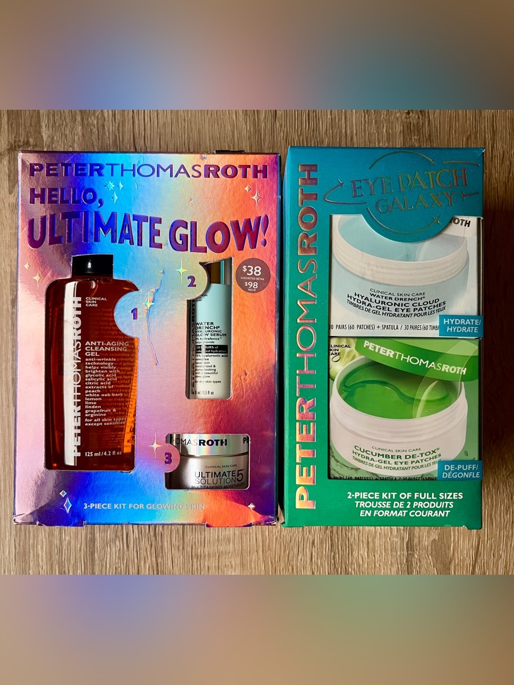 NEW BUNDLE Peter Thomas Roth Ultimate Glow & 2 pc Eye Patch Galaxy Kit Gift $208